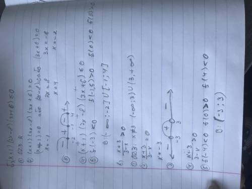 Решите неравенство, с метода интерваловб) (x+1)(2x-8)(3x+6) меньше или = 0в) x+3 черта дроби, внизу