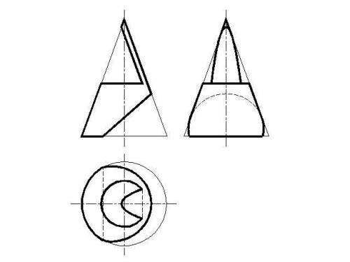 Сграфикой. нужно построить три основных вида конуса.