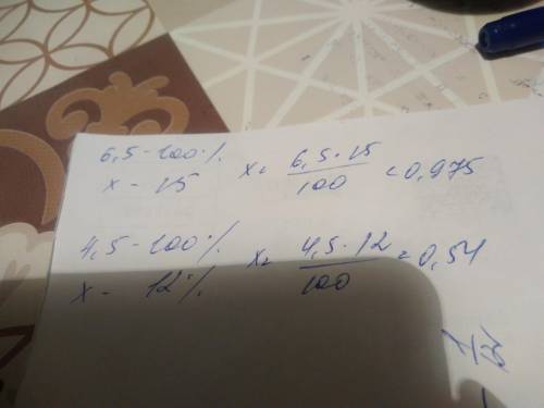 Знайдіть 15% від числа6,5; 2) 12% від числа4,5.