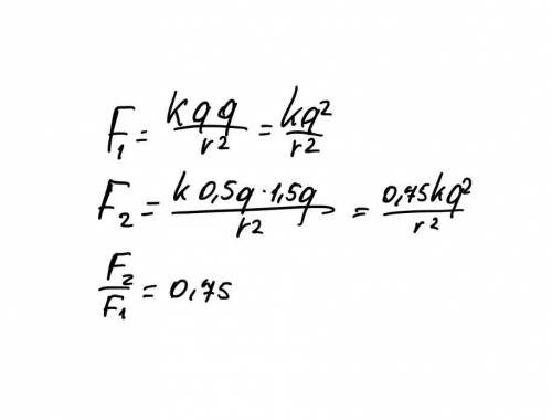 Во сколько раз изменится сила кулоновского притяжения двух маленьких шариков с одинаковыми по значен
