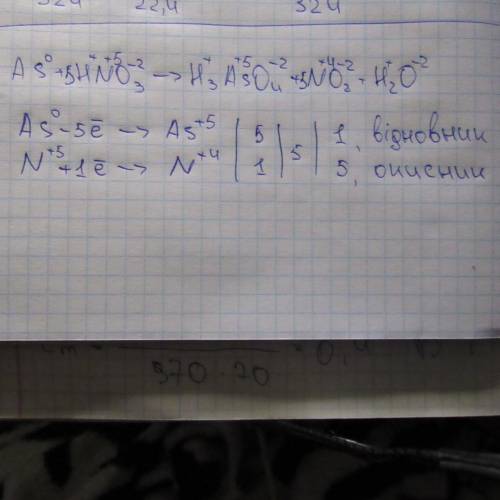 Розібрати окисно – відновну реакцію: as + hno3→ h3aso4 + no2 + h2o