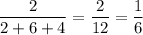 \dfrac{2}{2+6+4}=\dfrac{2}{12}=\dfrac{1}{6}