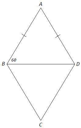 Вромбе угол abd = 60градусов. найти угол а, b, с, d. объясните понятно