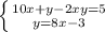 \left \{ {{10x+y-2xy=5} \atop {y=8x-3}} \right.