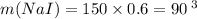 m(NaI)=150 \times 0.6 = 90 \: г