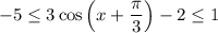 -5\leq3\cos\left(x+\dfrac{\pi }{3}\right)-2\leq1