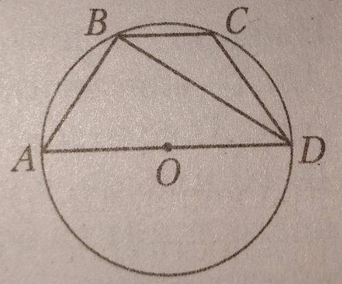 Трапеция abcd вписана в окружность, центр о которой лежит на большом основании ad. найдите радиус вп