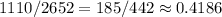 1110/2652=185/442 \approx 0.4186