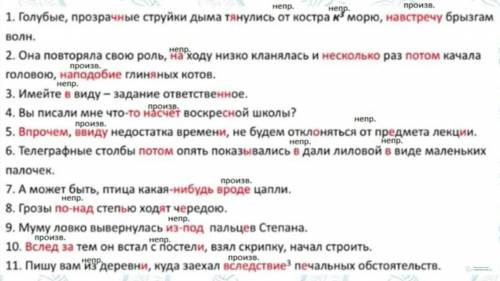 над предлогами 1 укажите,какие они: производные или непроизводные 1голубые, прозрач..ные струйки дым