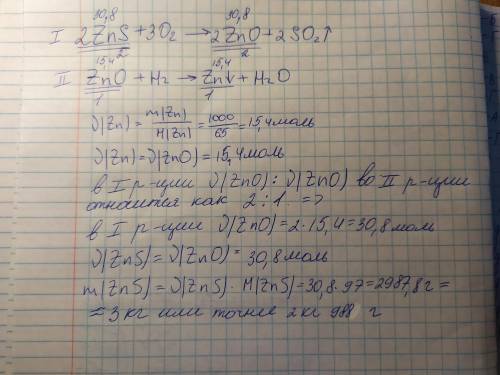 Какую массу сульфида цинка надо взять для получения 1 кг цинка? , я вообще ничего не понимаю