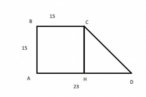Меньшая боковая сторона и меньшее основание прямоугольной трапеции равны по 15 см а большее основани