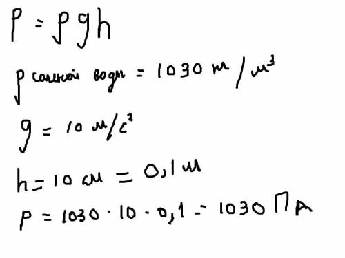 Вмензурку налили солёную воду какое давление создаёт вода на дно мензурки если высота столбика 10см