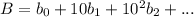 B=b_0+10b_1+10^2b_2+...