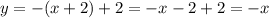 y = -(x + 2) + 2 = -x - 2 + 2 = -x