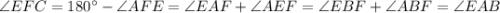 \angle EFC = 180^\circ-\angle AFE = \angle EAF + \angle AEF = \angle EBF + \angle ABF = \angle EAB