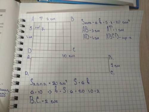 Постройте прямоугольник со сторонами 5 см и 4 см. выполните следующие : 1. разбейте прямоугольник н