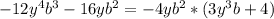 -12y^4b^3-16yb^2=-4yb^2*(3y^3b+4)