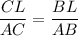 \displaystyle {\frac{CL}{AC}= \frac{BL}{AB} }