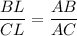 \displaystyle {\frac{BL}{CL}= \frac{AB}{AC} }