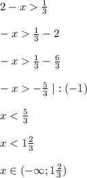 2-x\frac{1}{3}\\\\-x\frac{1}{3}-2\\\\ -x\frac{1}{3}-\frac{6}{3}\\\\-x-\frac{5}{3}\;|:(-1)\\\\x