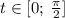 t \in \lbrack 0; \: \frac{\pi}{2}\rbrack