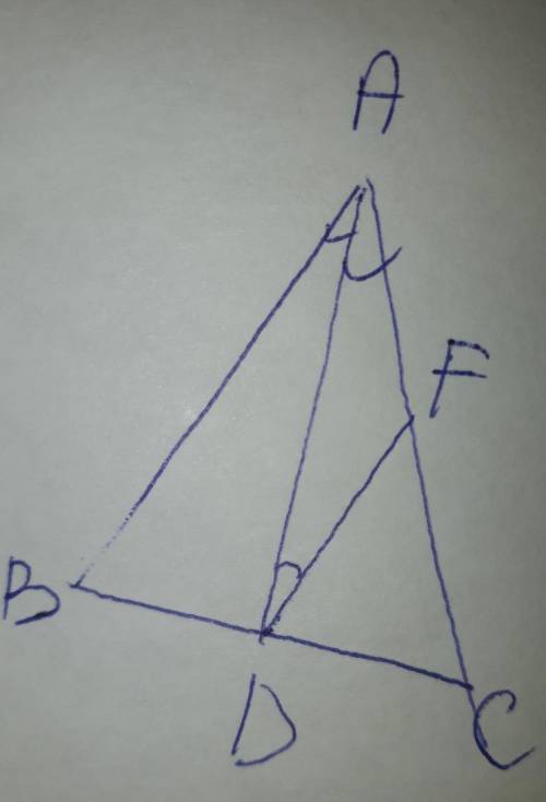 Отрезок AD-биссектриса треугольника ABC. Через точку D проведено прямая паралельная стороне AB и пер