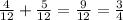 \frac{4}{12} + \frac{5}{12} = \frac{9}{12} = \frac{3}{4}