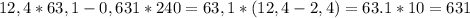 12,4*63,1-0,631*240=63,1*(12,4-2,4)=63.1*10=631