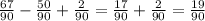 \frac{67}{90}-\frac{50}{90}+\frac{2}{90} = \frac{17}{90}+\frac{2}{90} = \frac{19}{90}