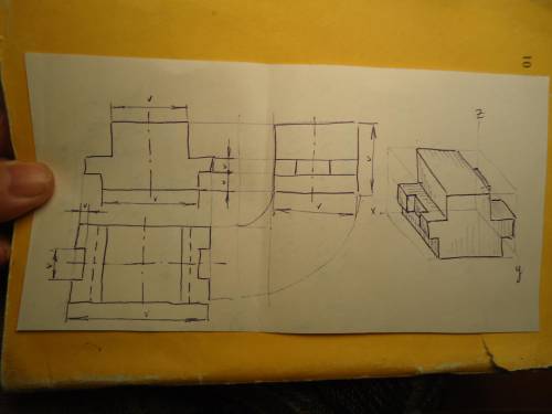 Начертить три проекции вид сверху, фронтальный и вид слева по наглядному чертежу (Желательно с разме