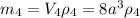 m_4 = V_4\rho_4 = 8a^3\rho_4