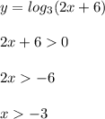 y = log_{3} (2x + 6)\\\\2x + 6 0\\\\2x -6\\\\x -3