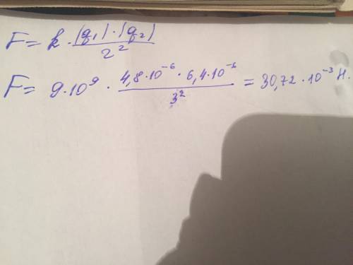 Два шарика с зарядами q1 = 4,8*10-6 Кл и q2 = 6,4*10-6 Кл привели в соприкосновение, потом развели н