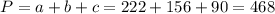 P=a+b+c=222+156+90=468