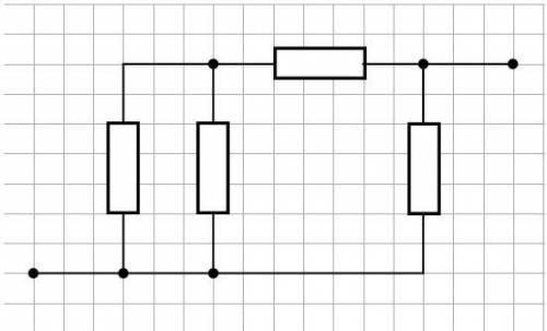 Надо у цепь и найти общее сопротивление как в первой, так и во второй цепи. Все резисторы одинаковы.