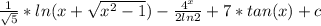 \frac{1}{\sqrt{5}}*ln(x+\sqrt{x^2-1}) - \frac{4^x}{2ln2} + 7*tan(x) + c