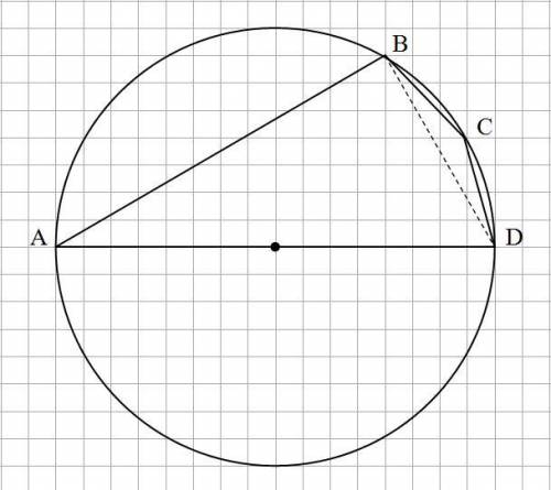 Четырехугольник АВСD вписан в окружность так, что сторона АД является диаметром окружности. Найдите