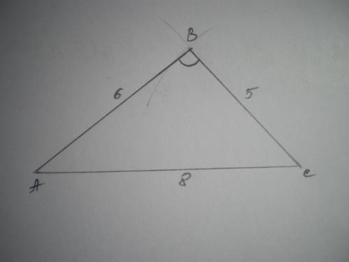 Найдите косинус наибольшего угла треугольника со сторонами,равными 5,6 и 8