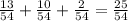 \frac{13}{54} +\frac{10}{54} +\frac{2}{54} =\frac{25}{54}