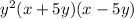 y^{2} (x + 5y) (x - 5y)