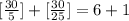 [ \frac{30}{5} ]+ [ \frac{30}{25}]= 6 + 1