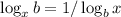 \log_x b=1/\log_b x