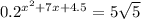 0.2^{x^2+7x+4.5}=5\sqrt5