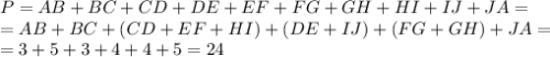 P=AB+BC+CD+DE+EF+FG+GH+HI+IJ+JA=\\=AB+BC+(CD+EF+HI)+(DE+IJ)+(FG+GH)+JA=\\=3+5+3+4+4+5=24