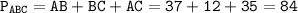 \displaystyle \tt P_{ABC}=AB+BC+AC=37+12+35=84