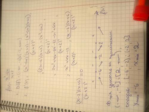 Знайдіть проміжки зростання і спадання та точки екстремуму функції F(x) = x^2-6x (чисельник) х+2 (зн