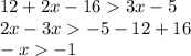 12+2x-163x-5\\2x-3x-5-12+16\\-x-1