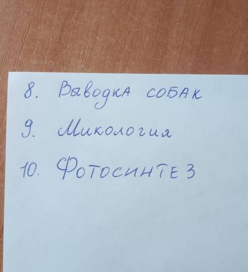 ↓ 8. Как называется выводок щенков? ↓ 9. Как называется область биологии, посвящённая изучению гриб