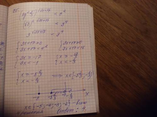 (tg^2 П/3)^корень из 3х+16<9^2 На промежутке [-8;-1) B5