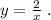 y=\frac{2}{x}\; .